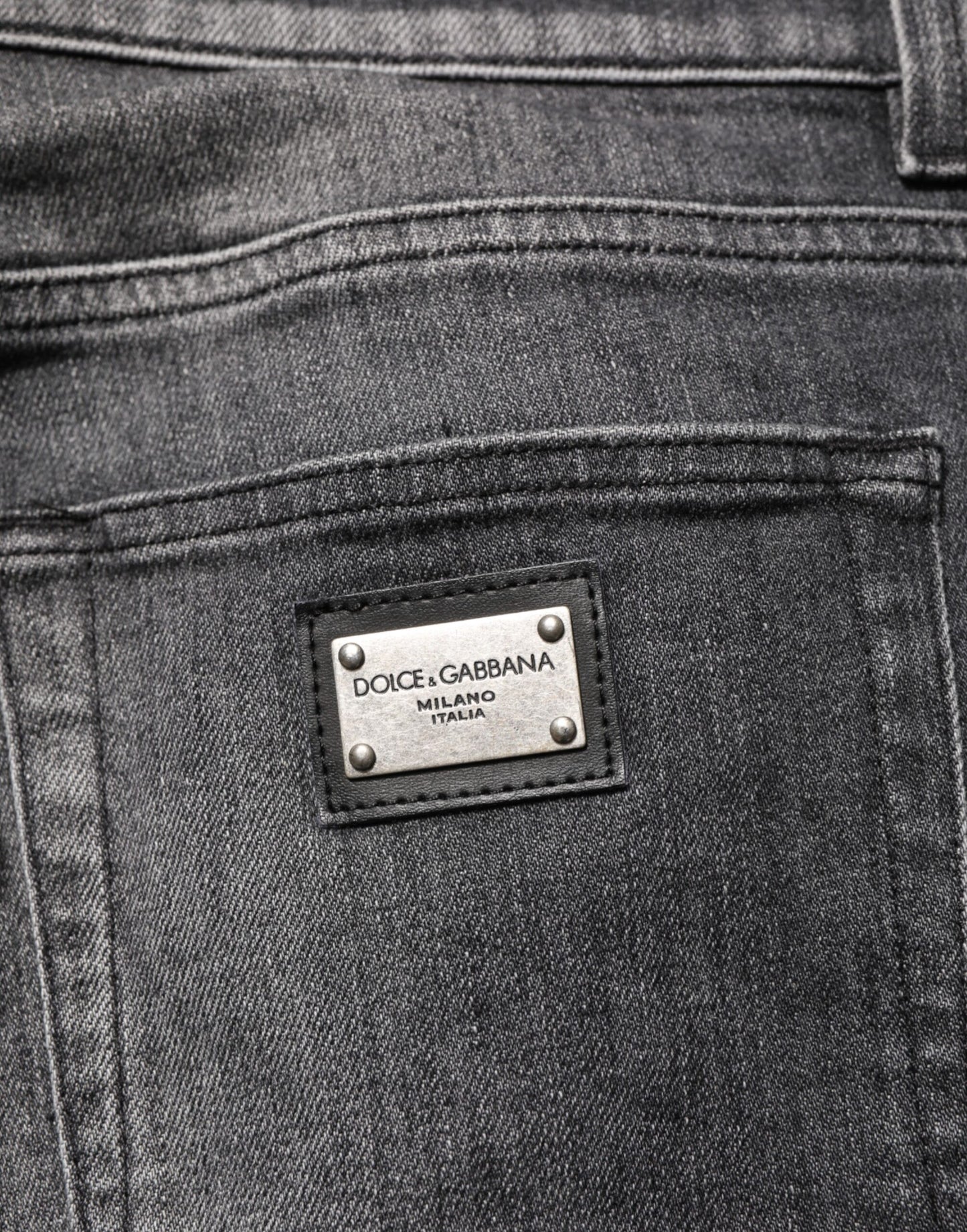 Dolce & Gabbana Black Gray Wash Slim Fit Straight Leg Denim Jeans