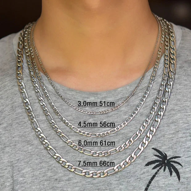 Collier chaîne Figaro à maillons en acier inoxydable pour hommes et femmes, Punk Boy, couleur argent, ras du cou, bijoux en métal, accessoires, cadeau, 3-11,5mm