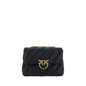 PINKO Black Calf Leather Bos Taurus Shoulder Bag