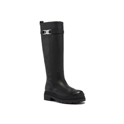 Salvatore Ferragamo Black Calfskin Flat Boots