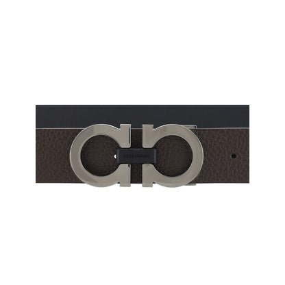 Ferragamo Black Calf Leather Bos Taurus Regular Belt
