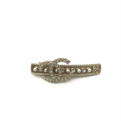 Chanel Crystal Pearl CC Hair Clip