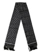 Dolce & Gabbana Black White Silk Dotted Print Foulard 140cm X 15cm Scarf