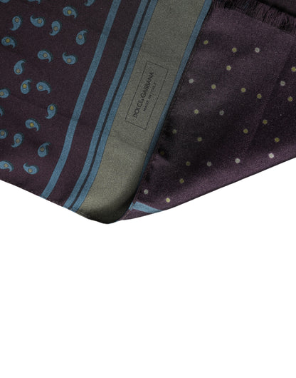 Dolce & Gabbana Men Scarf Maroon Patterned Silk Neck Foulard 132cm x 33cm