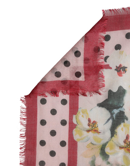 Dolce & Gabbana Multicolor Floral Print Square Stole 136cm x 130cm Scarf