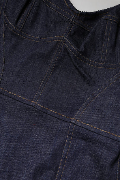 Dolce & Gabbana Dark Blue Cotton Denim Sheath Midi Dress