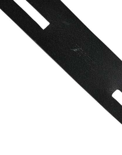 Dolce & Gabbana Black Double Strap Leather Silver Buckle Belt