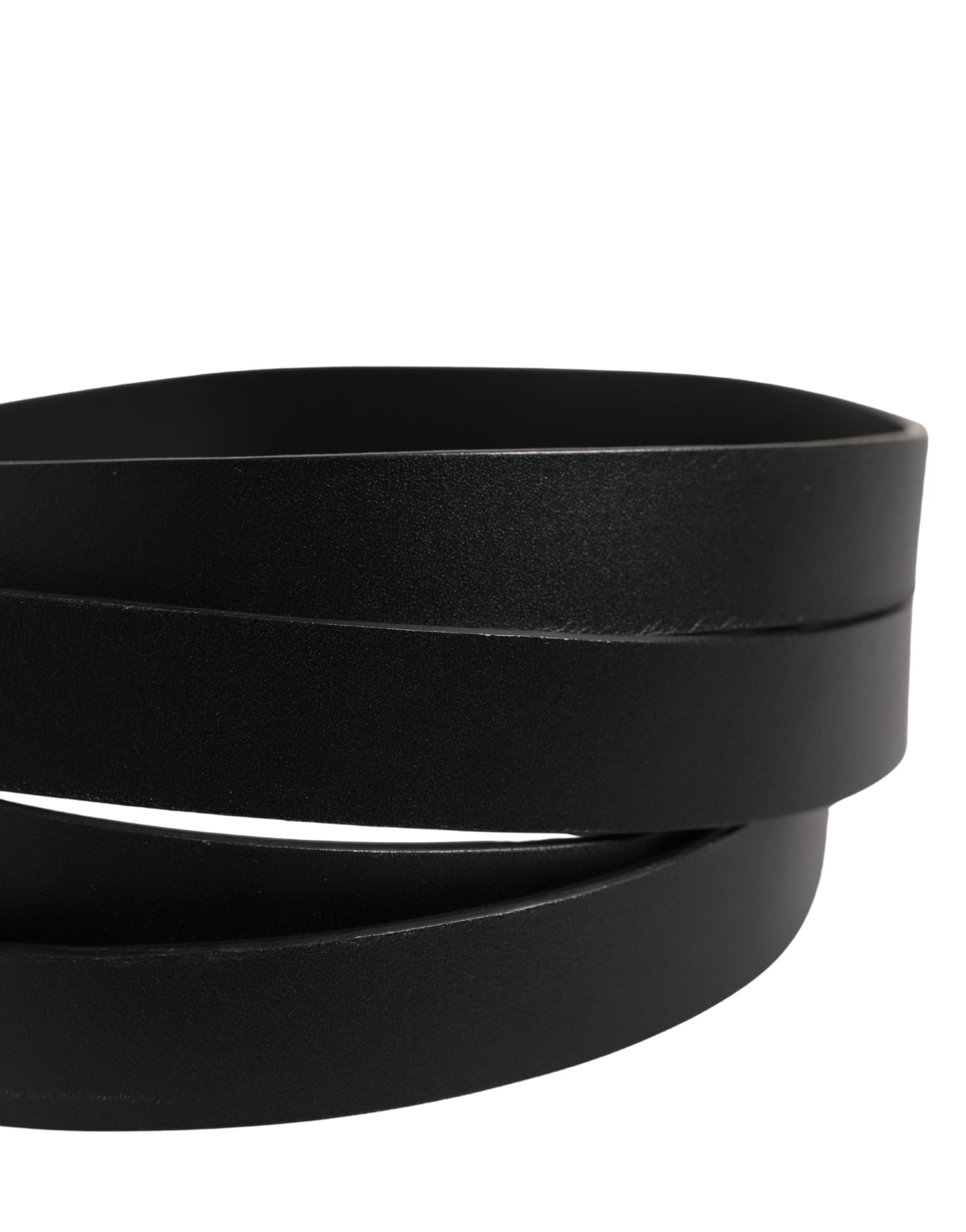 Dolce & Gabbana Black Double Strap Leather Silver Buckle Belt