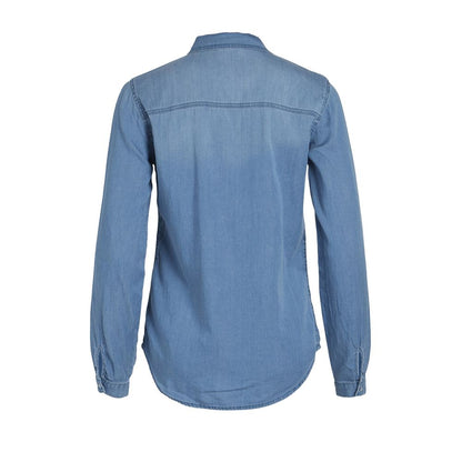 Vila Clothes Light Blue Cotton Blouse