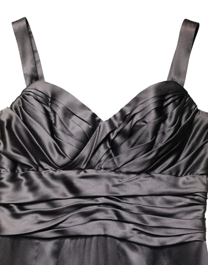 Dolce & Gabbana Black Satin Sleeveless Sweetheart Dress