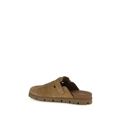 Prada Beige Calf Leather Bos Taurus Mules
