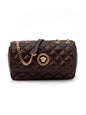 Versace Brown Quilted Leather Shoulder Strap Bag