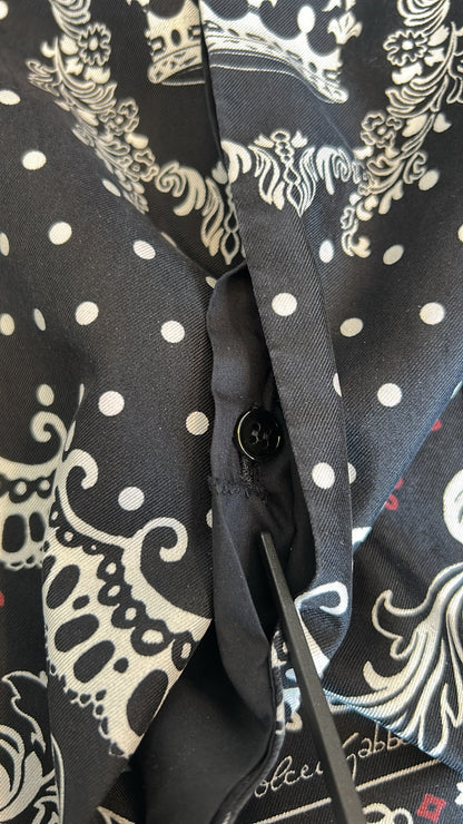 Dolce & Gabbana Black White Bandana GOLD Formal Dress Shirt