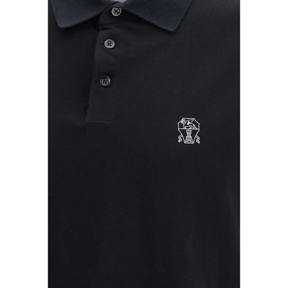 Brunello Cucinelli Black Cotton Polo Shirt
