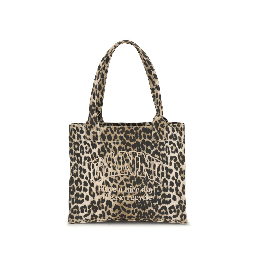Ganni Brown Cotton Shoulder Bag
