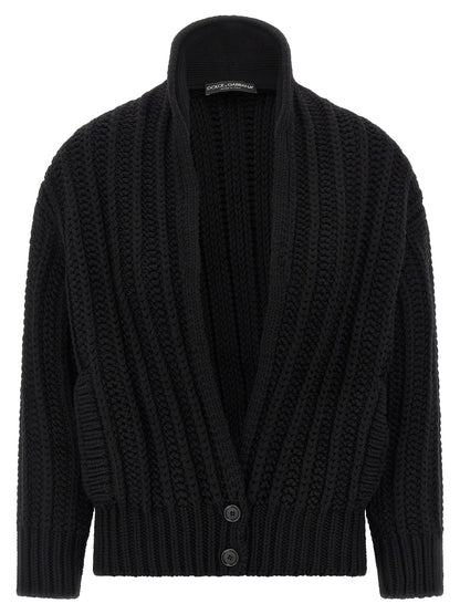 Dolce & Gabbana Black Virgin Wool Cardigan
