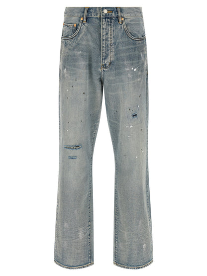 PURPLE Blue Cotton Straight-Leg Jeans