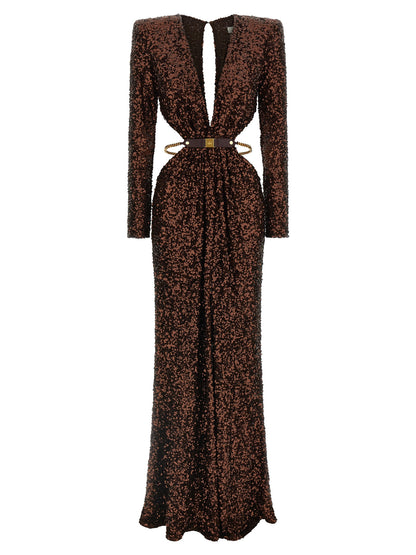 Elisabetta Franchi Brown Polyester Long Dress
