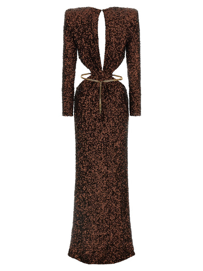 Elisabetta Franchi Brown Polyester Long Dress
