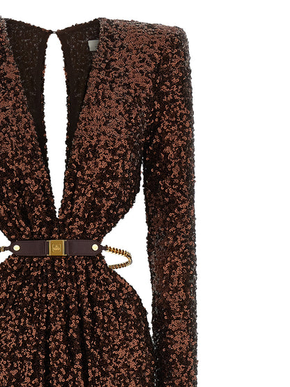 Elisabetta Franchi Brown Polyester Long Dress