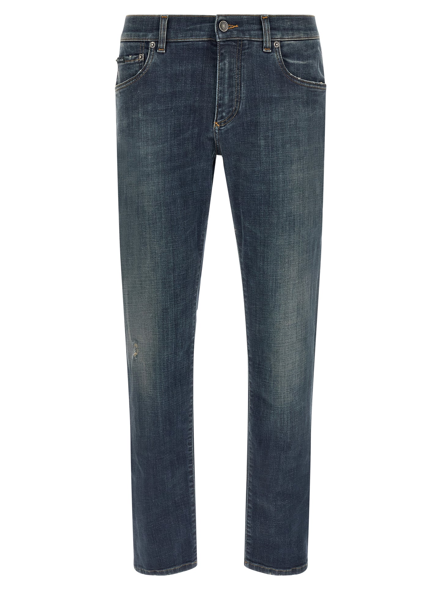 Dolce & Gabbana Blue Cotton Straight-Leg Jeans