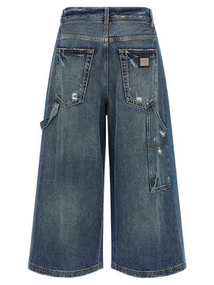 Blue Cotton Bermuda Shorts