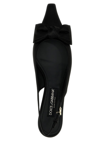 Black Viscose Mid Heel Pumps