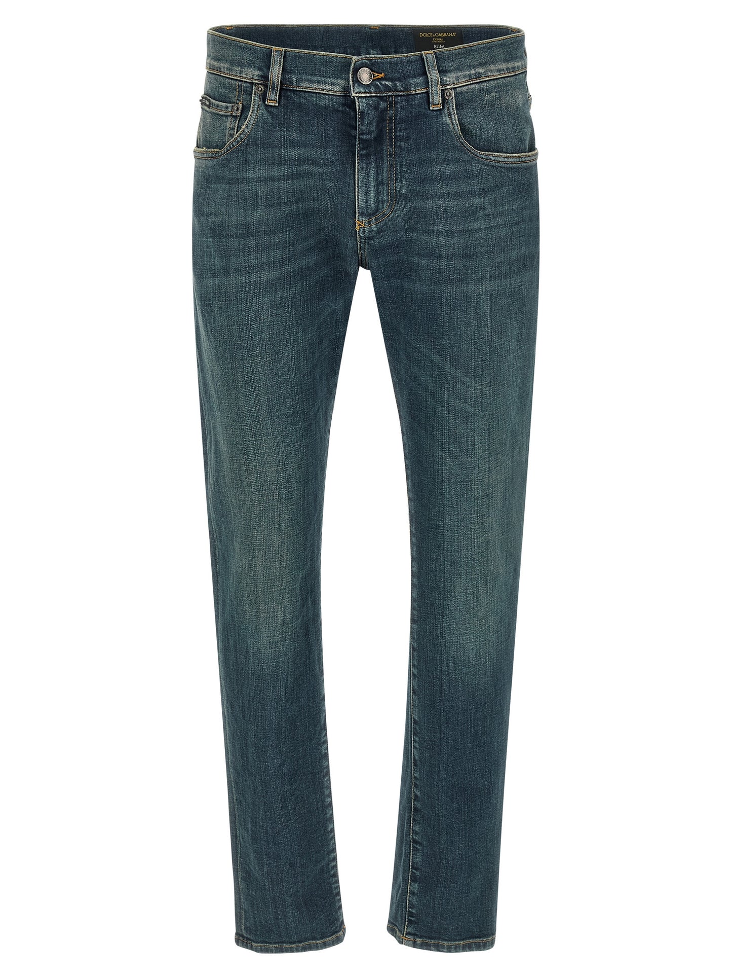 Dolce & Gabbana Blue Cotton Slim Fit Jeans