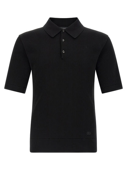 Dolce & Gabbana Black Cotton Polo Shirt