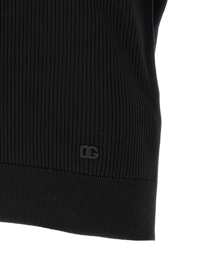 Dolce & Gabbana Black Cotton Polo Shirt