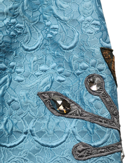 Blue Jacquard Embroidered A-line Skirt Dolce & Gabbana