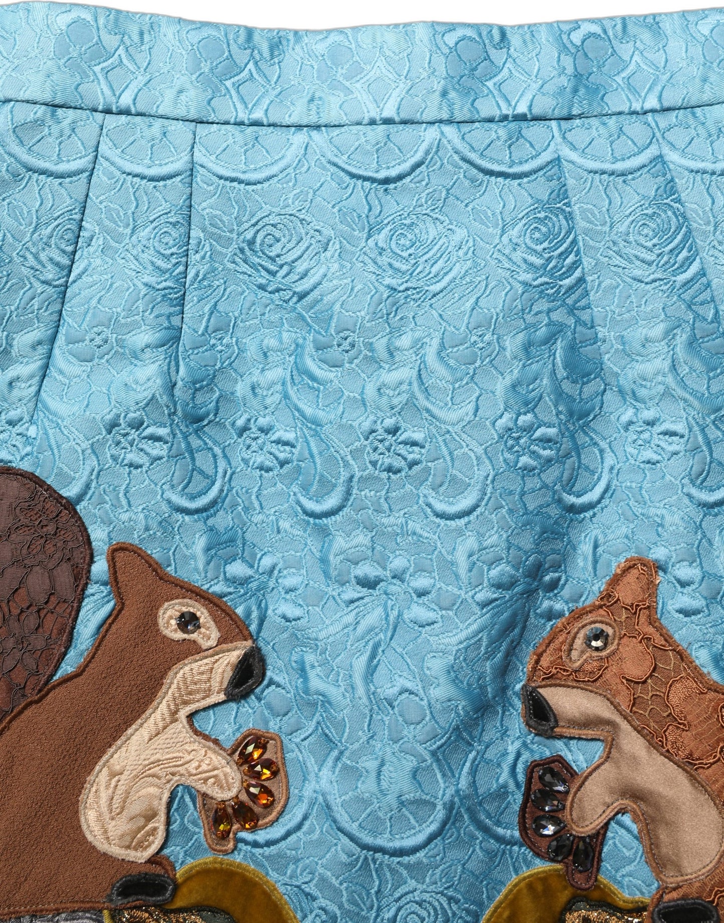 Blue Jacquard Embroidered A-line Skirt Dolce & Gabbana