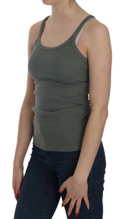 PINK MEMORIES Green Sleeveless Spaghetti Tank T-Shirt Blouse