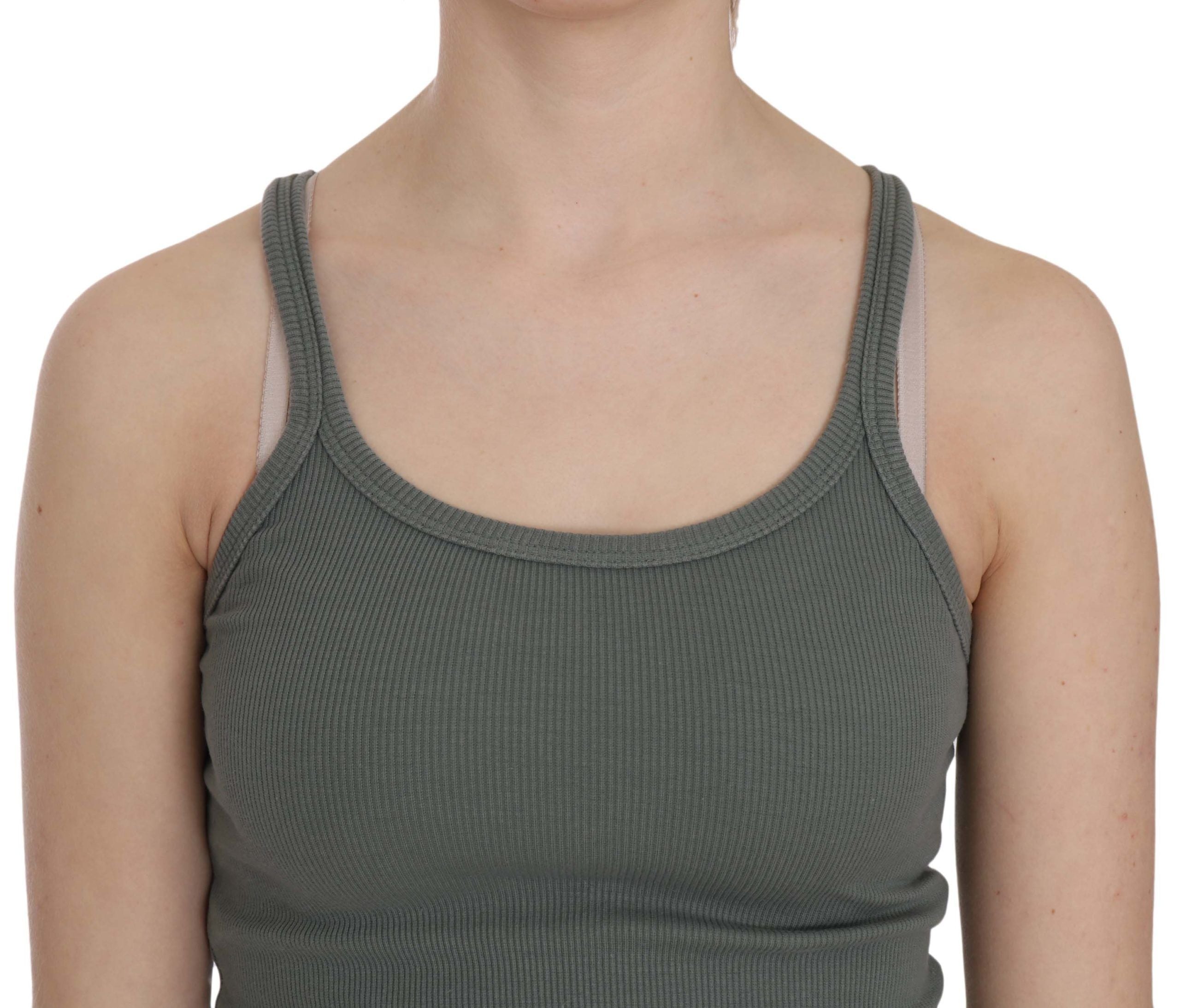 PINK MEMORIES Green Sleeveless Spaghetti Tank T-Shirt Blouse