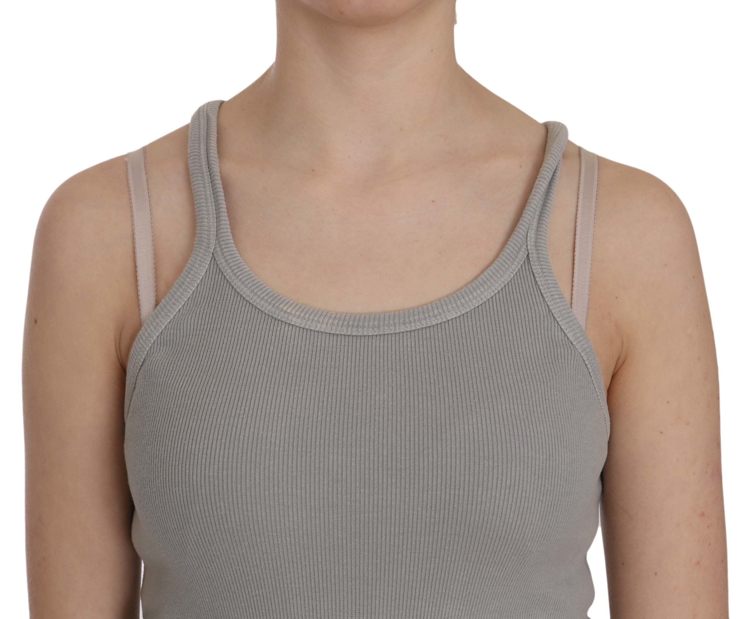 PINK MEMORIES Grey Sleeveless Spaghetti Strap Shirt