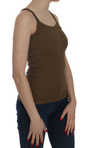 PINK MEMORIES Brown Sleeveless Spaghetti Strap Blouse Top