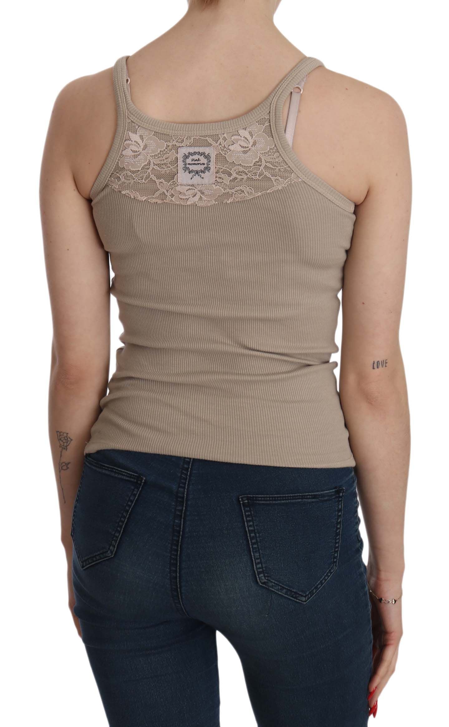 PINK MEMORIES Brown Sleeveless Spaghetti Strap Top Blouse