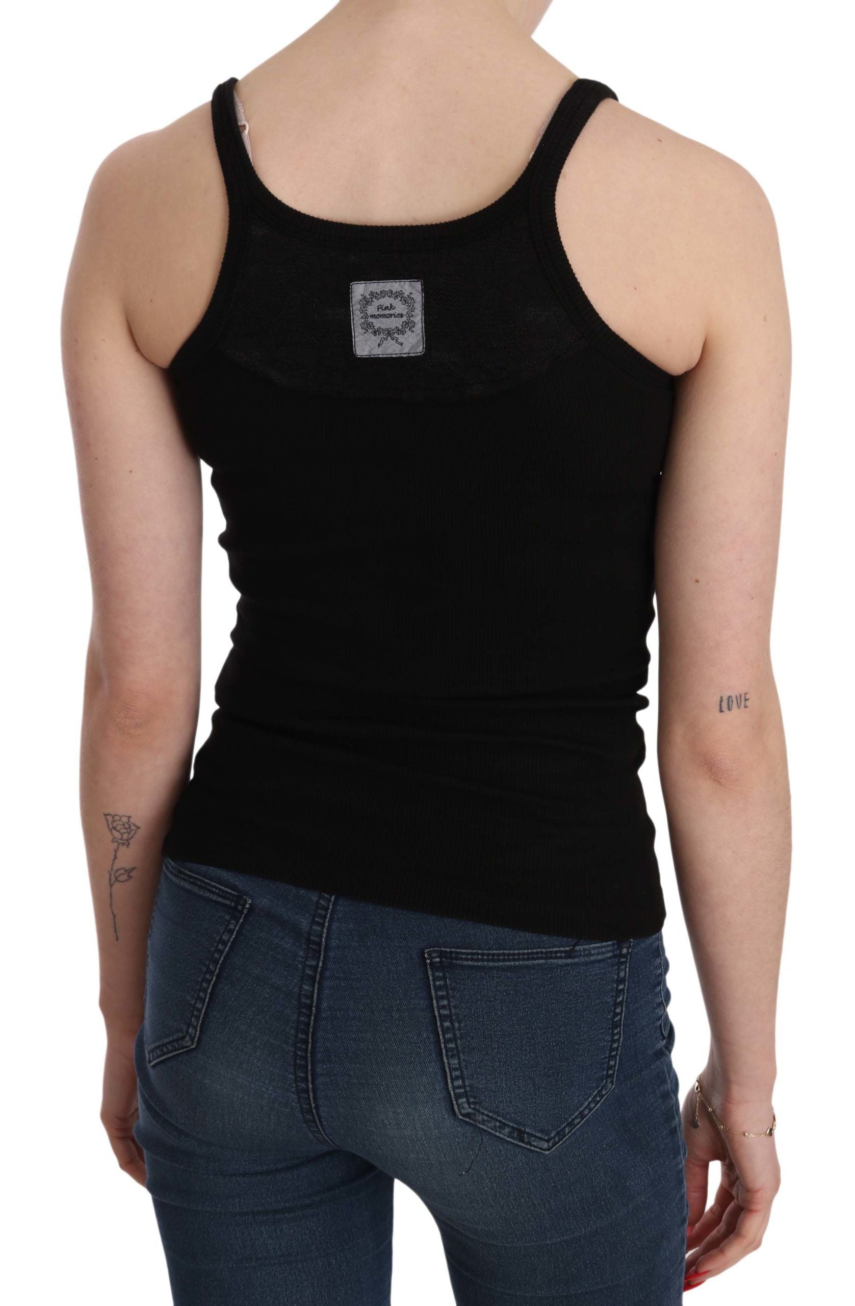 PINK MEMORIES Black Sleeveless Spaghetti Strap Blouse