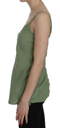 PINK MEMORIES Green Silk Spaghetti Strap Tank Top Blouse