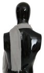Costume National Gray Fringe Neck Wrap Cotton Scarf
