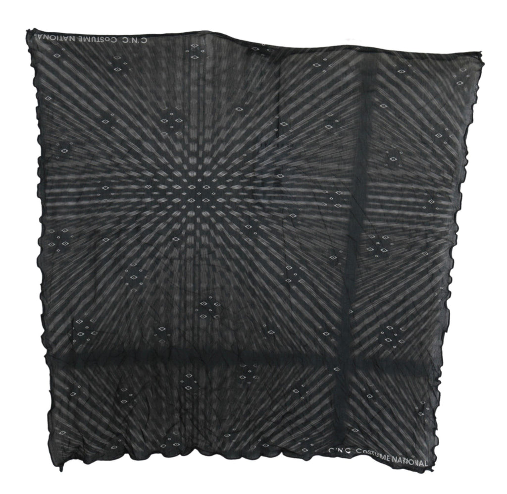 Costume National Black Gray Viscose Foulard Branded Scarf