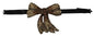 Dolce & Gabbana Gold Tone Silk Rhinestone Embellished Women Bowtie