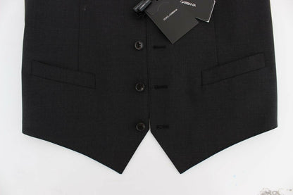 Dolce & Gabbana Gray Wool Stretch Dress Blazer Vest