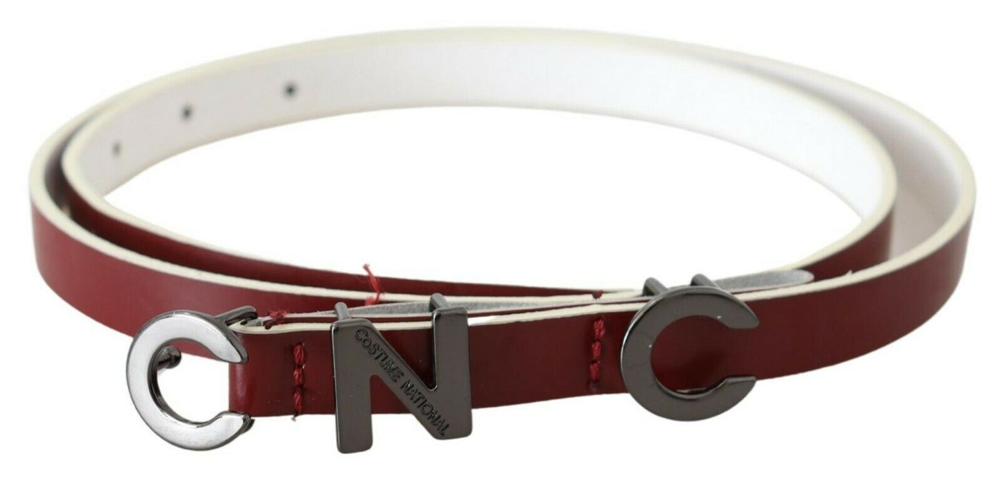 Costume National Maroon Leather Logo Skinny Fashion
