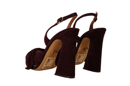 Dolce & Gabbana Dark Purple Suede Ankle Strap Sandals Shoes