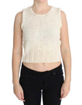 PINK MEMORIES Beige Cotton Blend Knitted Sleeveless Sweater