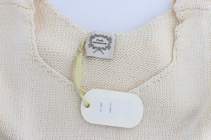 PINK MEMORIES Beige Cotton Blend Knitted Sleeveless Sweater