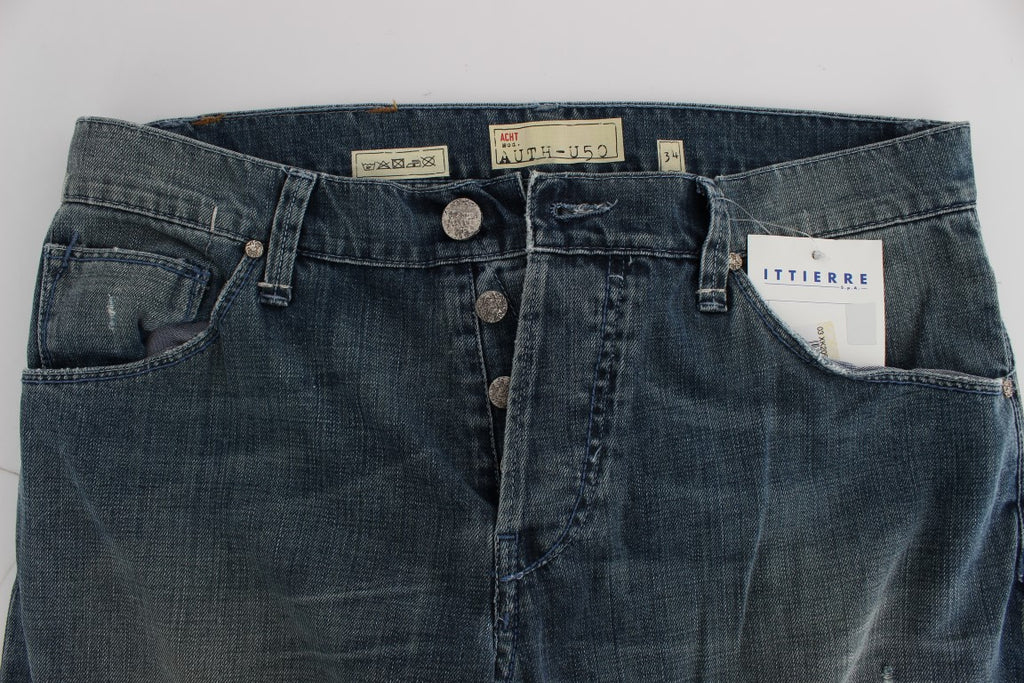 Acht Blue Wash Cotton Denim Regular Fit Jeans
