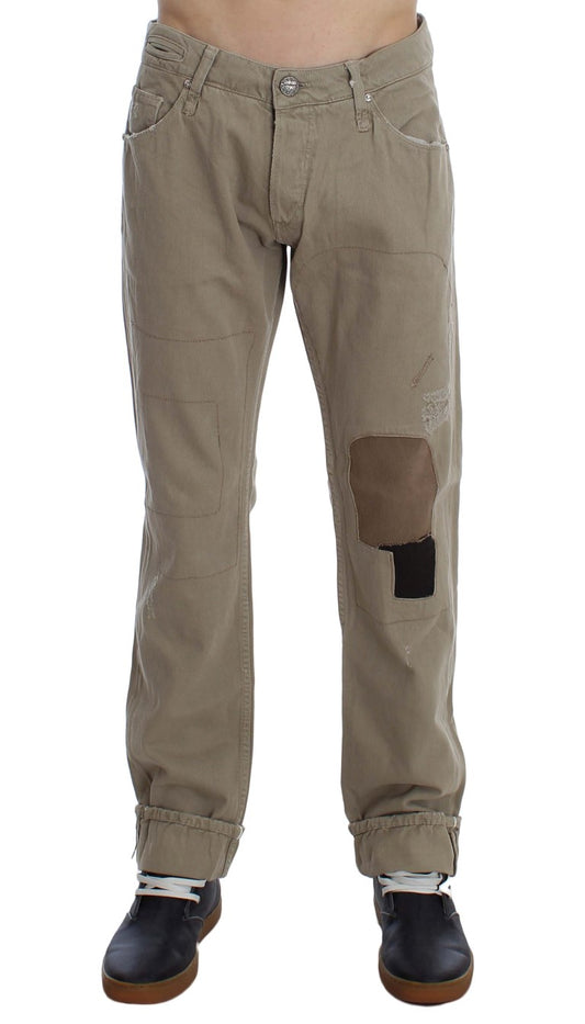 Acht Beige Cotton Patchwork Jeans