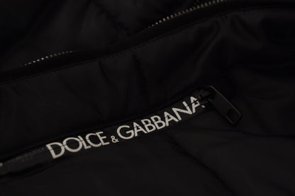 Dolce & Gabbana Black Nylon Hooded Parka Coat Winter Jacket